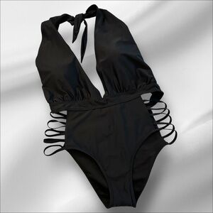New Aqua Eve Size‎ XXL Black Classic Vixen Cut Out One Piece Swimsuit NWT Goth